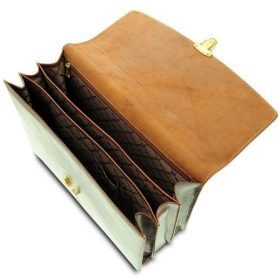   Giudi barna, tripla rekeszes, bőr aktatáska, irattáska 41 × 31 cm
