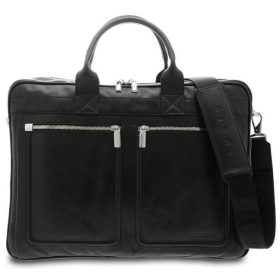   Giudi fekete, dupla rekeszes, bőr laptoptartó, irattáska 15"
