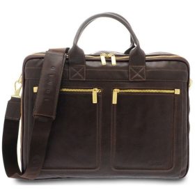   Giudi barna, dupla rekeszes, bőr laptoptartó, irattáska 15"