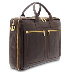   Giudi barna, dupla rekeszes, bőr laptoptartó, irattáska 15"