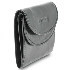 Giudi kisméretű fekete bőr pénztárca 8,9 × 7,2 cm