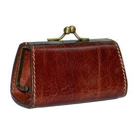   Giudi  klasszikus stílusú barna bőr pénztárca 9 cm × 5 cm