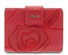 Giudi női piros nyomott rózsa mintás bőr pénztárca