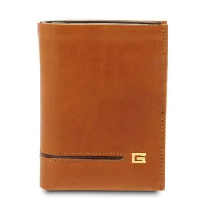   Giudi kombinált konyak-sötétbarna elegáns férfi bőr pénztárca 12,8 x 10 cm