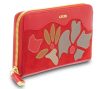 Giudi női piros színű virág mintás bőr pénztárca