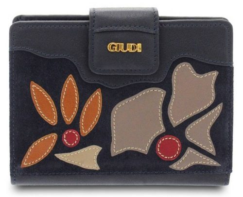Giudi átfogópántos női sötétkék színű virág mintás bőr pénztárca