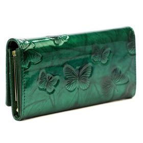   Gregorio női mintás, fekete lakkbőr pénztárca 18,5 × 10 cm