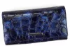 Gregorio női, croco mintás, kék lakkbőr pénztárca 16,5 × 9 cm