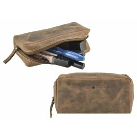 Greenburry barna bőr tolltartó, kozmetikai táska