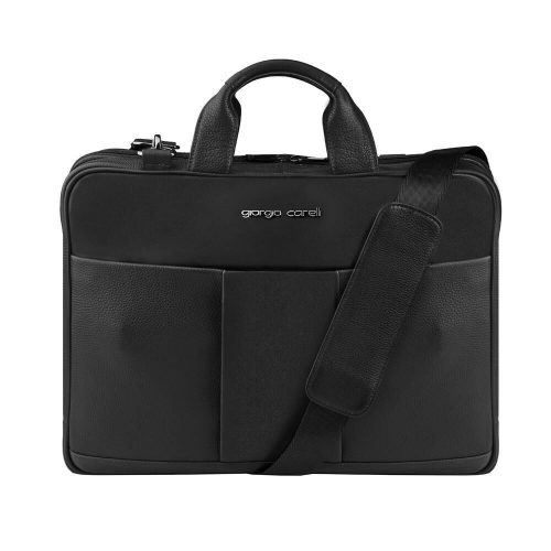 Giorgio Carelli uniszex, bőr, fekete színű laptop táska, oldaltáska