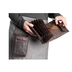   GreenLand Nature sötétbarna bőr pénztárca, pincértárca, taxis brifkó 17,5 x 10 cm