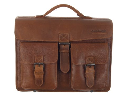 GreenLand Schulmeister konyak, bőr, aktatáska, válltáska 40 x 30 cm