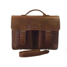   GreenLand Schulmeister konyak, bőr, aktatáska, válltáska 40 x 32 cm