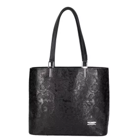   Karen Halina 9460 fekete virágmintás, női válltáska 40 x 30 x 13 cm