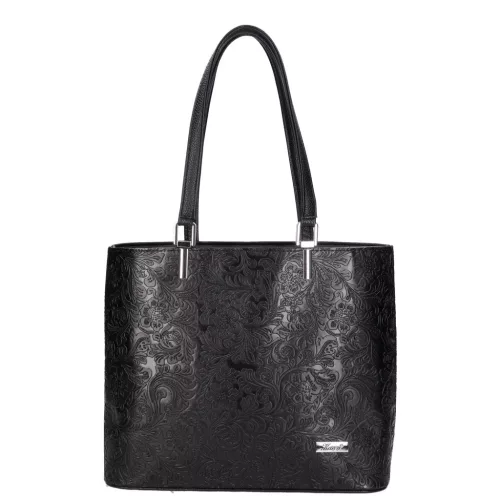 Karen Halina 9460 fekete virágmintás, női válltáska 40 x 30 x 13 cm