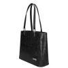Karen Halina 9460 fekete virágmintás, női válltáska 40 x 30 x 13 cm