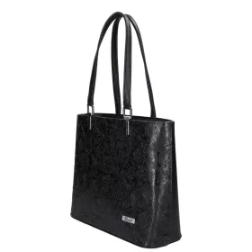   Karen Halina 9460 fekete virágmintás, női válltáska 40 x 30 x 13 cm