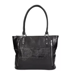   Karen Ilona N 087 fekete virágmintás női válltáska 38 x 27 x 11 cm