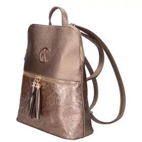   Karen Jgnas D 526 bronz virágmintás női hátitáska, hátizsák 34 x 28 x 11 cm