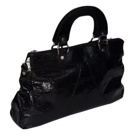   Rialto fekete olasz női bőr kézitáska, vállpánttal 40 x 12,5 cm