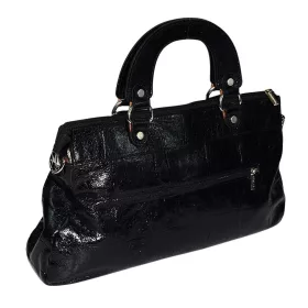   Rialto fekete olasz női bőr kézitáska, vállpánttal 40 x 12,5 cm