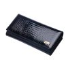Kroko Mander női nagyméretű fekete kroko mintás lakkbőr pénztárca 19,5 × 9,5 cm