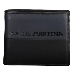   La Martina szürke-fekete luxus minőségű bőr pénztárca, férfi 12 x 10 cm