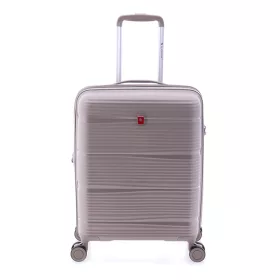   Gladiator Bionic keményfedeles bézs színű bővíthető bőrönd 55 cm