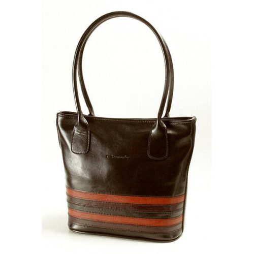 Evana csokoládébarna női bőr válltáska 30x27cm