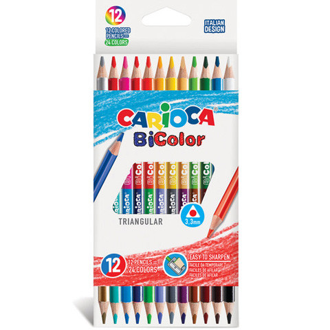 Színes ceruzakészlet kétvégű 12 db-os 24 színnel – Carioca