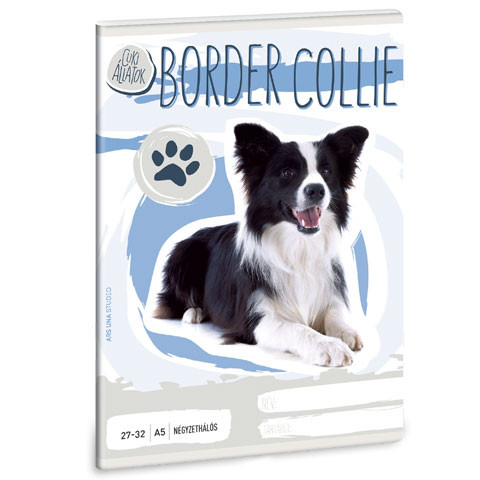 Cuki állatok – Border Collie kockás füzet A/5