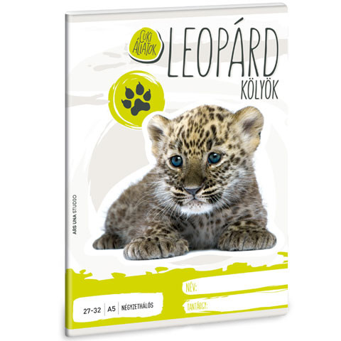 Cuki állatok – Leopárd kockás füzet A/5