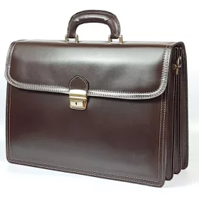   Maxmoda olasz dupla rekeszes sötétbarna férfi bőr aktatáska 40 x 29 cm.