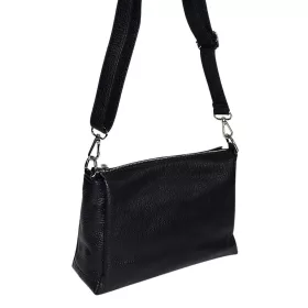   Maxmoda Cara kisméretű, női fekete bőr kézitáska, válltáska 27 × 17,5 cm