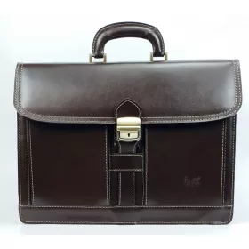   Maxmoda olasz tripla rekeszes vágott zsebes férfi sötétbarna bőr aktatáska 40 x 29 cm.
