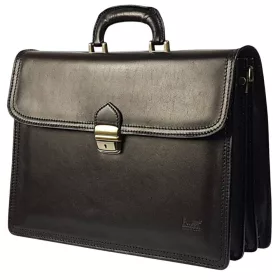   Maxmoda olasz tripla rekeszes fekete férfi bőr aktatáska 39 × 29 cm
