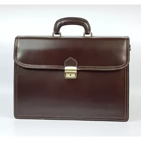   Maxmoda olasz tripla rekeszes sötétbarna férfi bőr aktatáska 39 × 29 cm