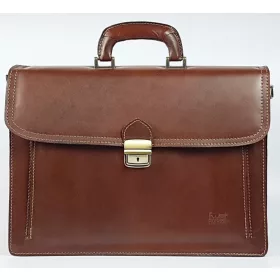   Maxmoda olasz tripla rekeszes férfi konyakbarna bőr aktatáska 40 x 29 cm