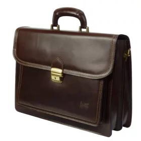   Maxmoda tripla rekeszes férfi olasz sötétbarna bőr aktatáska 39 × 28,5 cm