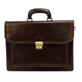   Maxmoda tripla rekeszes férfi olasz sötétbarna bőr aktatáska 39 × 28,5 cm