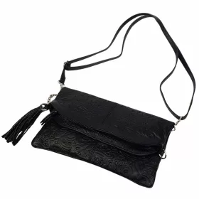   Maxmoda Lulu olasz női fekete nyomott mintás bőr válltáska
