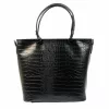 Maxmoda Océane olasz női fekete kroko kézitáska 36 × 29,5 cm