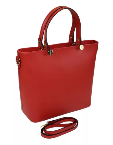 Maxmoda Agata olasz piros női bőr kézitáska vállpánttal 36 x 30 cm