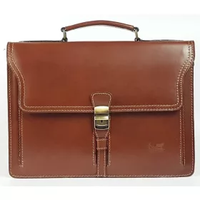Maxmoda konyak barna olasz női bőr aktatáska 34 × 25 cm