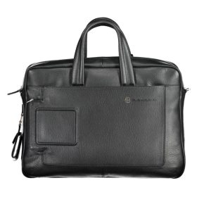   Piquadro luxus minőségű fekete bőr fedélzeti laptoptáska, aktatáska 15" 46 x 32 cm