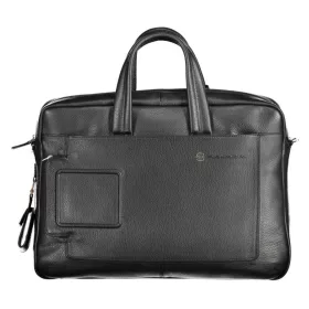   Piquadro luxus minőségű fekete bőr fedélzeti laptoptáska, aktatáska 15" 46 x 32 cm