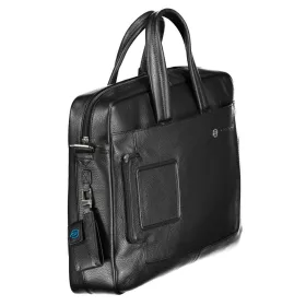   Piquadro luxus minőségű fekete bőr fedélzeti laptoptáska, aktatáska 15" 46 x 32 cm