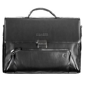   Piquadro luxus minőségű fekete bőr aktatáska, laptoptartóval 15,6" 41 x 31 cm