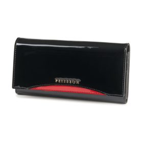   Peterson fekete-piros női lakk bőr pénztárca RFID védelemmel 18,5×9,5 cm