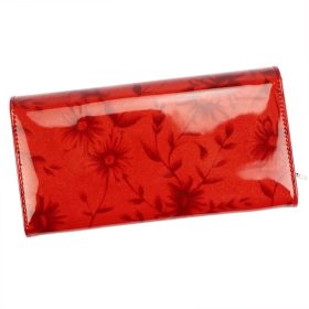   Patrizia női virágmintás piros lakkbőr pénztárca 19 × 10 cm